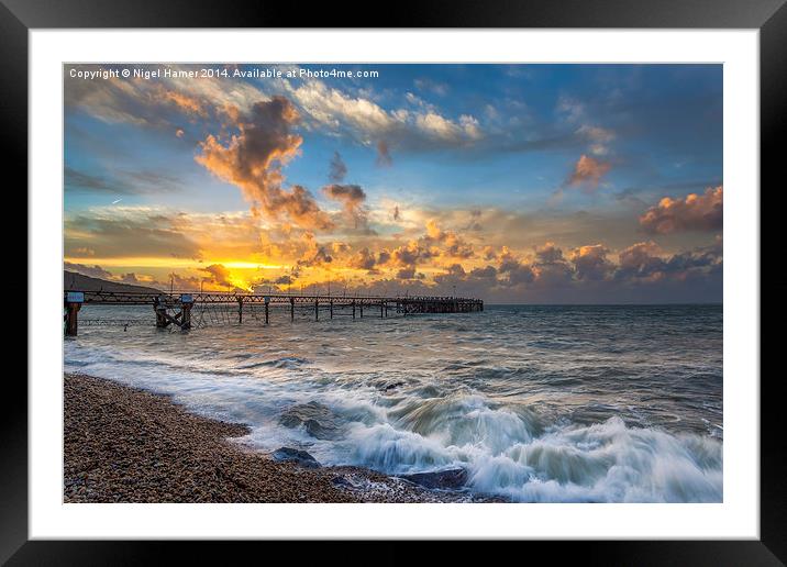 Sunset At Totland Pier Framed Mounted Print by Wight Landscapes