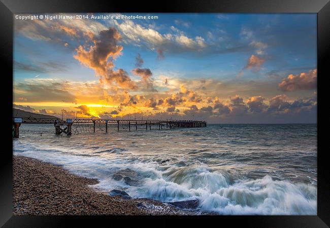 Sunset At Totland Pier Framed Print by Wight Landscapes