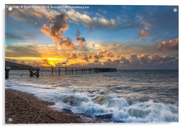 Sunset At Totland Pier Acrylic by Wight Landscapes