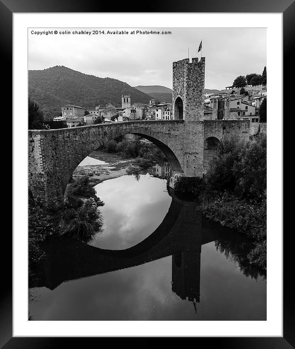 The Angled Bridge at Besalu, Spain Framed Mounted Print by colin chalkley