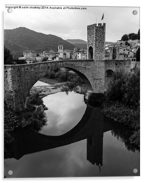 The Angled Bridge at Besalu, Spain Acrylic by colin chalkley
