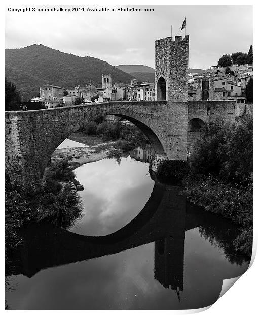 The Angled Bridge at Besalu, Spain Print by colin chalkley