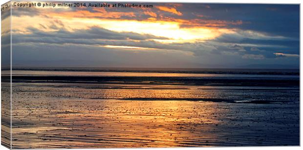  Brean Beach Sunset Canvas Print by philip milner