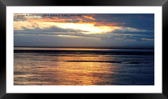  Brean Beach Sunset Framed Mounted Print by philip milner