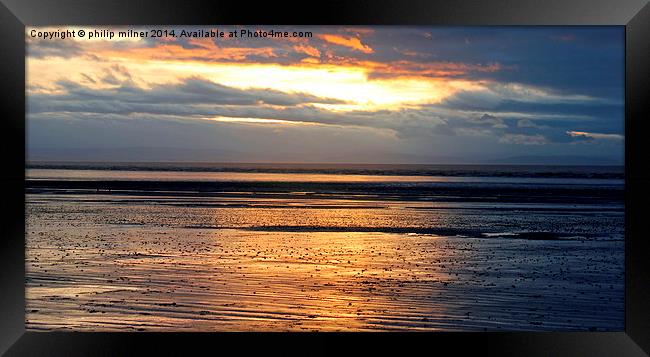  Brean Beach Sunset Framed Print by philip milner