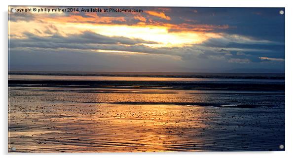  Brean Beach Sunset Acrylic by philip milner