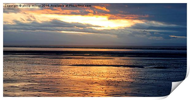  Brean Beach Sunset Print by philip milner