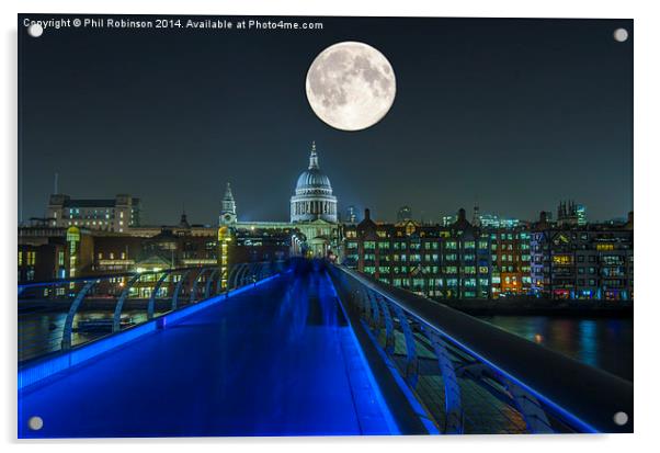  St Pauls and Super Moon  Acrylic by Phil Robinson