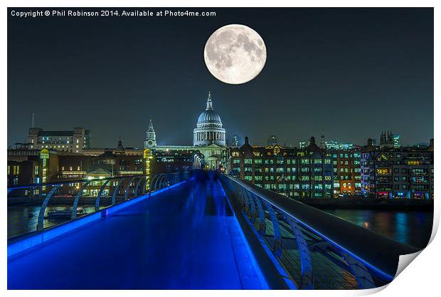  St Pauls and Super Moon  Print by Phil Robinson