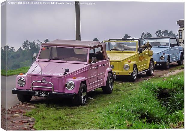  Hillside Vehicles in Bali Canvas Print by colin chalkley
