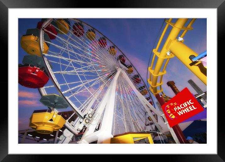 Pacific Ferris Wheel, Santa Monica Framed Mounted Print by Eyal Nahmias