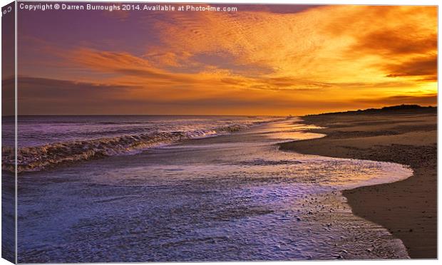 Sunset On Dunwich Beach Canvas Print by Darren Burroughs