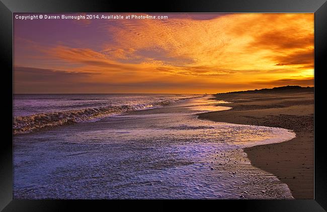 Sunset On Dunwich Beach Framed Print by Darren Burroughs