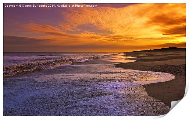 Sunset On Dunwich Beach Print by Darren Burroughs