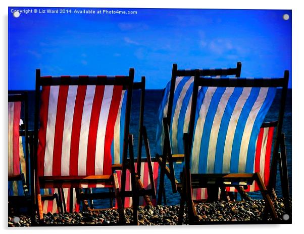 Cheerful Deckchairs  Acrylic by Liz Ward