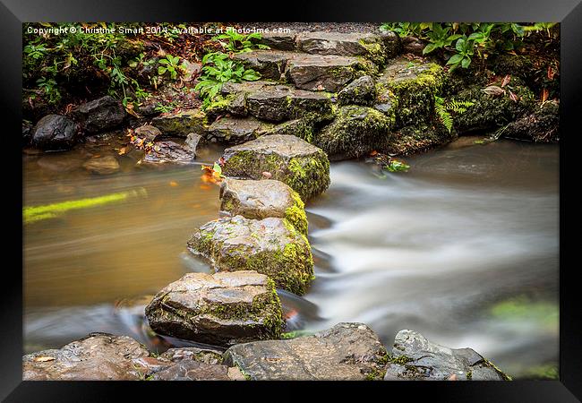 Across the River - Stepping Stones Framed Print by Christine Smart