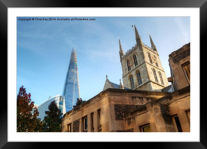 The Shard and Southwark Cathedral Framed Mounted Print by Chris Day