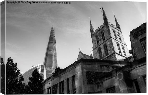 The Shard and Southwark Cathedral Canvas Print by Chris Day