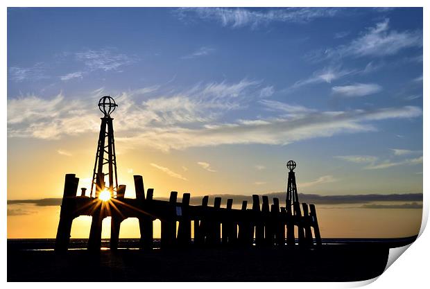  Old Pier St Annes At Sunset Print by Gary Kenyon