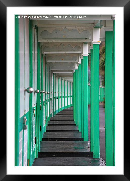  Wooden Huts at Langland Bay Framed Mounted Print by Jane Emery