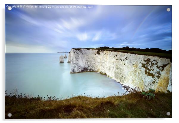 Rainbow over Old Harry Acrylic by Vinicios de Moura