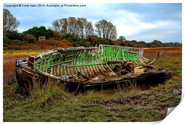  An abandoned and worse for wear boat Print by Frank Irwin
