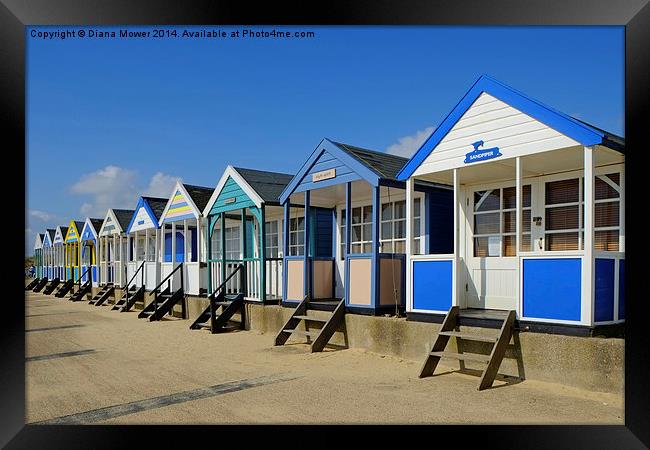  Southwold beach huts  Framed Print by Diana Mower
