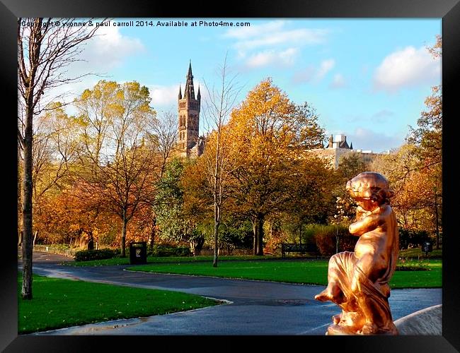  Kelvingrove Park looking towards Glasgow Universi Framed Print by yvonne & paul carroll