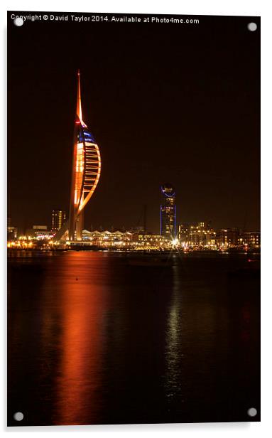  Spinnaker Tower at night 2 Acrylic by David Taylor