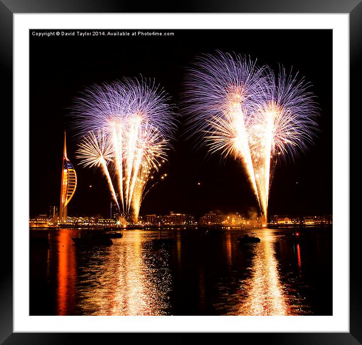 Spinnaker Tower Fireworks 1 Framed Mounted Print by David Taylor