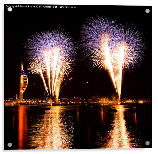  Spinnaker Tower Fireworks 1 Acrylic by David Taylor