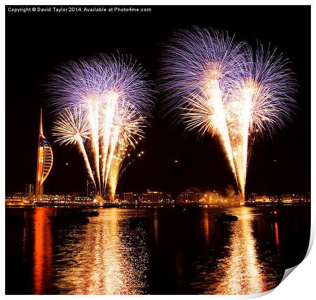  Spinnaker Tower Fireworks 1 Print by David Taylor