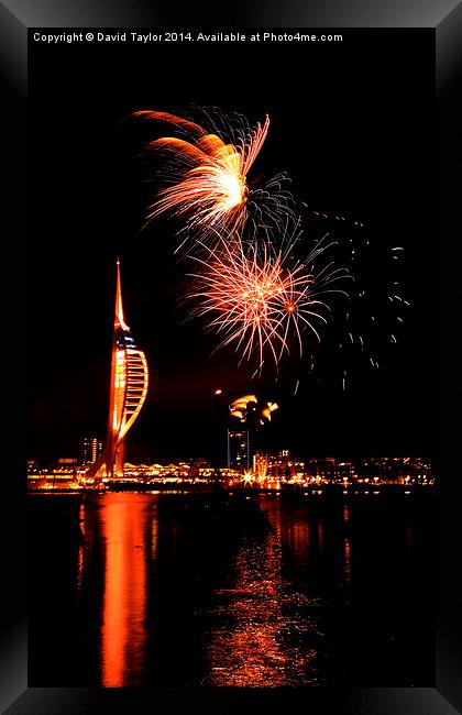  Spinnaker Tower Fireworks 12 Framed Print by David Taylor