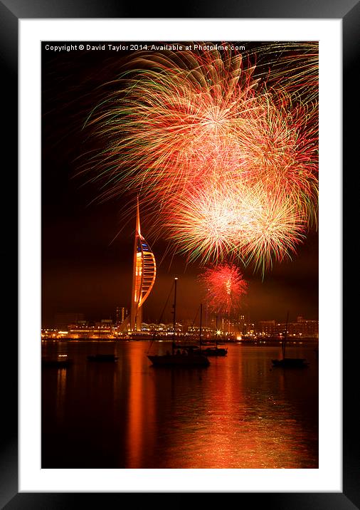  Spinnaker Tower Fireworks 14 Framed Mounted Print by David Taylor