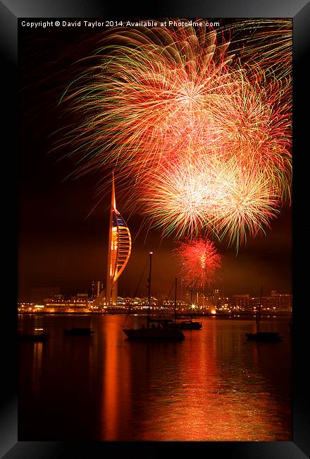  Spinnaker Tower Fireworks 14 Framed Print by David Taylor