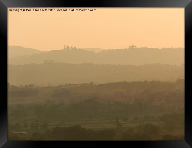  Pastel hills from Castiglion Fiorentino, Tuscany Framed Print by Paola Iacopetti