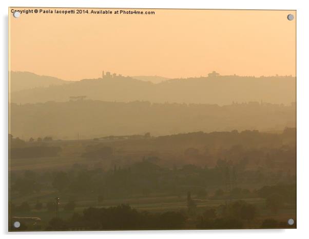  Pastel hills from Castiglion Fiorentino, Tuscany Acrylic by Paola Iacopetti