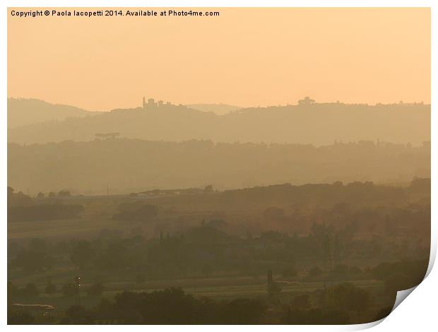  Pastel hills from Castiglion Fiorentino, Tuscany Print by Paola Iacopetti