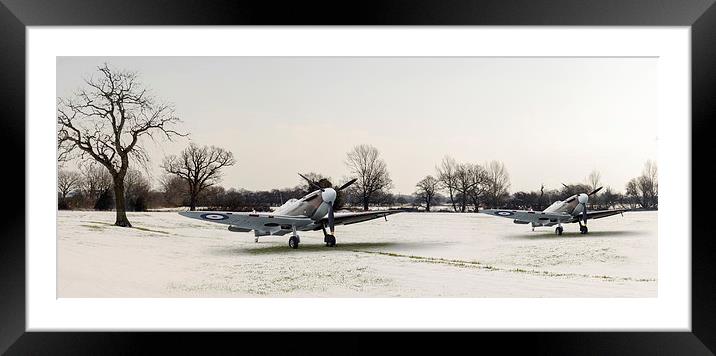 Spitfires in the snow Framed Mounted Print by Gary Eason
