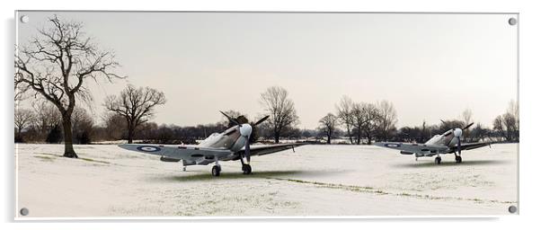 Spitfires in the snow Acrylic by Gary Eason