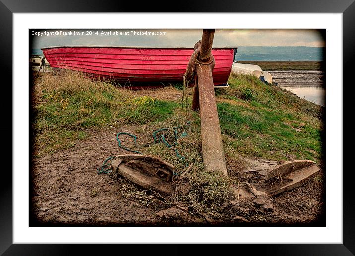  A Colourful red boat lies on Heswall Beach Framed Mounted Print by Frank Irwin