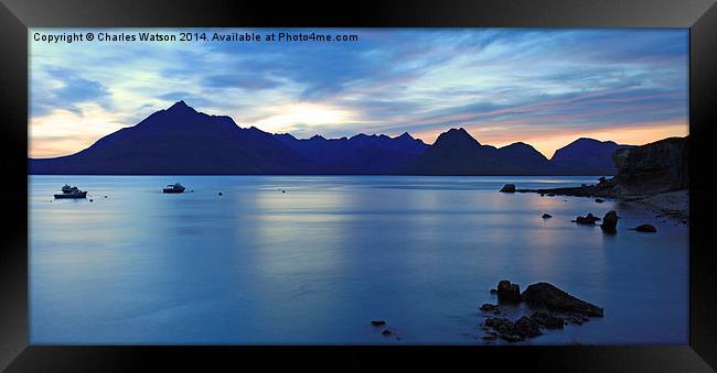  Sunset over the Cuillin Mountains Framed Print by Charles Watson