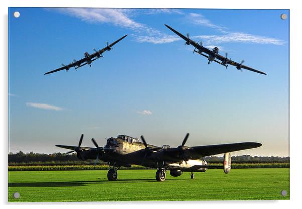  Three Lancaster Bombers Acrylic by Oxon Images