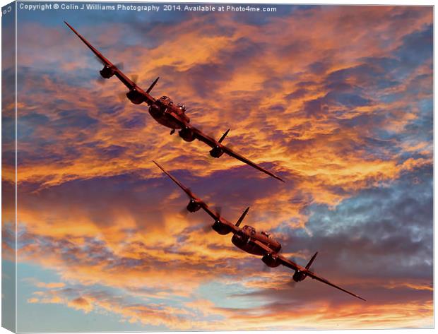  Out Of The Sunset - The 2 Lancasters 1 Canvas Print by Colin Williams Photography