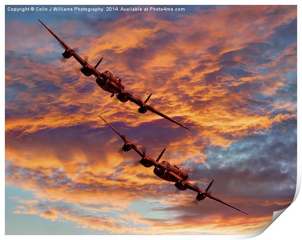  Out Of The Sunset - The 2 Lancasters 1 Print by Colin Williams Photography
