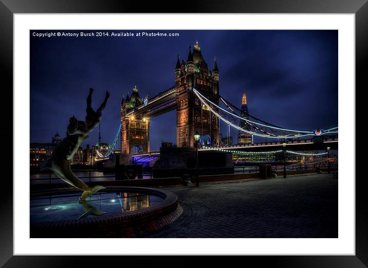  Tower Bridge at Night Framed Mounted Print by Antony Burch