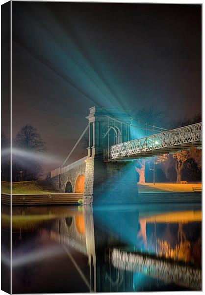 Wilford Suspension Bridge Reflections Canvas Print by Alex Clark