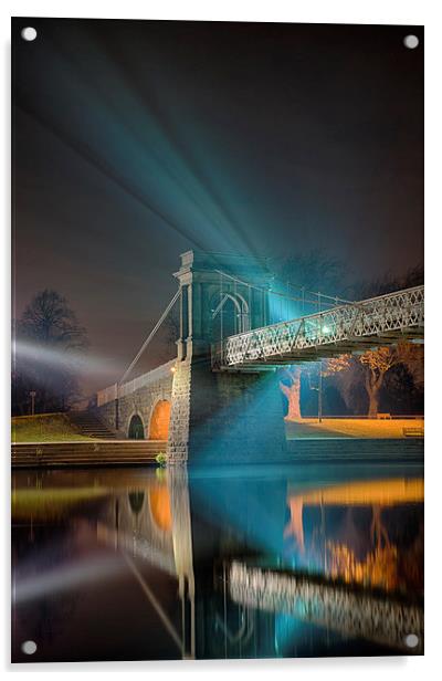 Wilford Suspension Bridge Reflections Acrylic by Alex Clark