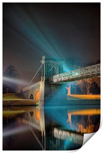 Wilford Suspension Bridge Reflections Print by Alex Clark