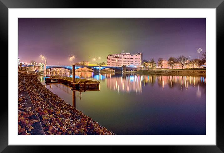 Embankment by Night Framed Mounted Print by Alex Clark